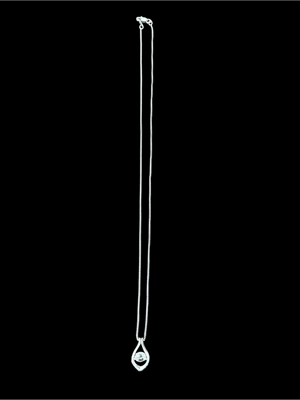 OTC Floating Diamond Simulated Solitaire Sterling Silver Pendant Necklace 18” - Picture 8 of 15